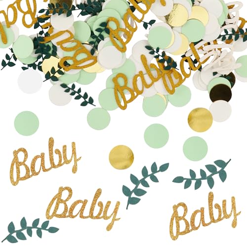 200 Stück Babyparty Deko Konfetti - Baby Shower Deko Konfetti Junge Mädchen Grün - 4 Mustern - Tischdeko für Baby Shower Dusche Zubehör, Tischdekoration 200 Stück Babyparty Deko Konfetti - Baby Shower Deko Konfetti Junge Mädchen Grün - 4 Mustern - Tischdeko für Baby Shower Dusche Zubehör, Tischdekoration von YiliYa