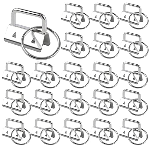 40 Stück Schlüsselanhänger Rohlinge, 25mm Schlüsselband Hardware Klemmverschluss Anhänger Armband Hardware mit Schlüsselring für DIY Handarbeit Lanyard Stoff (Silber) von YiliYa