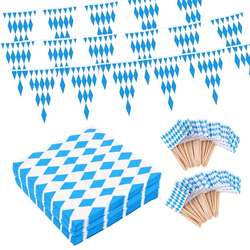 40 Stück Servietten Bayrisch Blau Weiß,10M Oktoberfest Bayern Wimpelkette und 100 Stück Zahnstocher Flaggen für Bayerisches Bayerische Deko für Party Hausgarten Bar Bierzelte Bierfest 40 Stück Servietten Bayrisch Blau Weiß,10M Oktoberfest Bayern Wimpelkette und 100 Stück Zahnstocher Flaggen für Bayerisches Bayerische Deko für Party Hausgarten Bar Bierzelte Bierfest von YiliYa