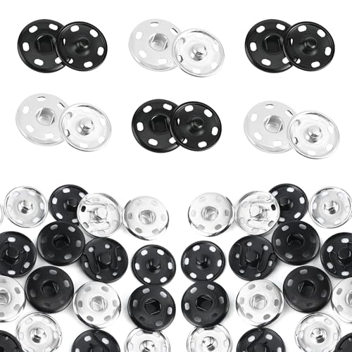 48 Sätze Annähen Druckknöpfe aus Metall,21mm Snaps Große Druckknopf Nähen für Nähen von Kleidung Geldbörse Handwerk DIY Handtasche von YiliYa