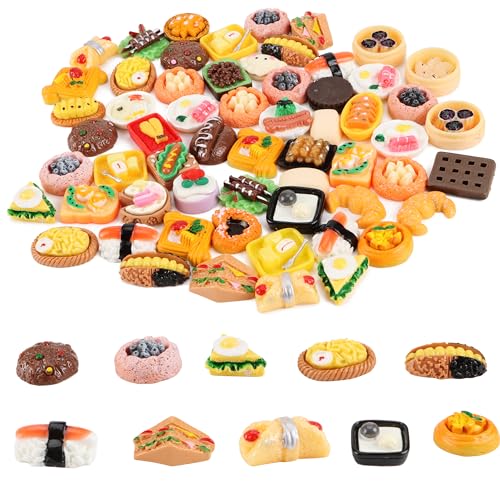 60 Stück Miniatur Lebensmittel Mini Lebensmittel Getränk 1:12 Maßstab Haus Küche Lebensmittel Miniatur Küche Zubehör Lebensmittel und Geschirr Set，Nicht Radiergummi(zufällige Stile) von YiliYa