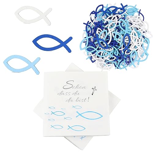 40 Servietten und 144 Stücke Holz Fische Deko, Taufdeko Kommunion Taufe Tischdeko Fische Partyzubehör Dekoration für Festliche Anlässe(Blau Weiß) 40 Servietten und 144 Stücke Holz Fische Deko, Taufdeko Kommunion Taufe Tischdeko Fische Partyzubehör Dekoration für Festliche Anlässe(Blau Weiß) von YiliYa