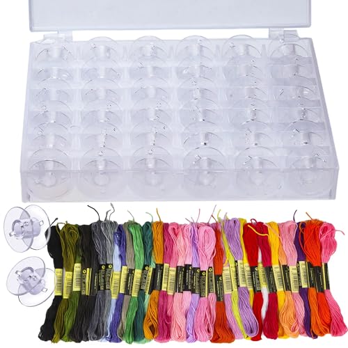 36 Farben Nähgarn und 36 Nähmaschine Spulen mit Transparent Spulenbox Nähgarn Set für Nähmaschine für Gängige/Spule Nähmaschine von YiliYa