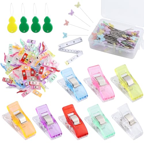 Nähklammern Stoffklammern Zum Nähen Nähen Zubehöre 60 Stück 27 X 10 mm Nähen Clips 100 Stück Mehrfarbige Stecknadeln und 4 Stück Nadeleinfädler Kunststoff für Nähen Quilting Clips Häkeln Nähklammern Stoffklammern Zum Nähen Nähen Zubehöre 60 Stück 27 X 10 mm Nähen Clips 100 Stück Mehrfarbige Stecknadeln und 4 Stück Nadeleinfädler Kunststoff für Nähen Quilting Clips Häkeln von YiliYa