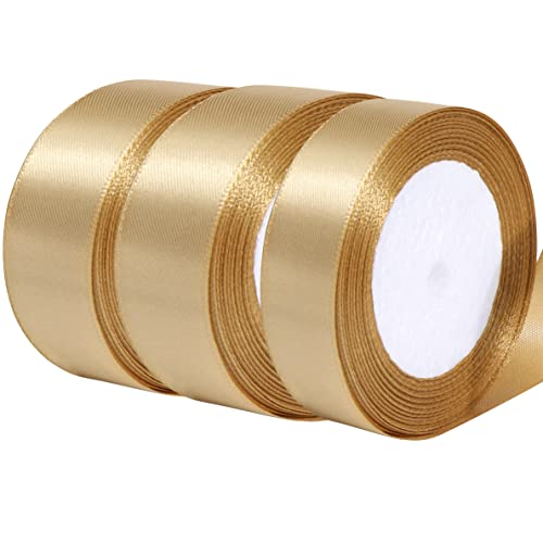 3 Roll / 66m Geschenkband Gold,50mm und 25mm Golden Schleifenband,Dekoration Bänder,Geschenkband Breit,Stoffband für Hochzeit Geburtstag Party von YiliYa