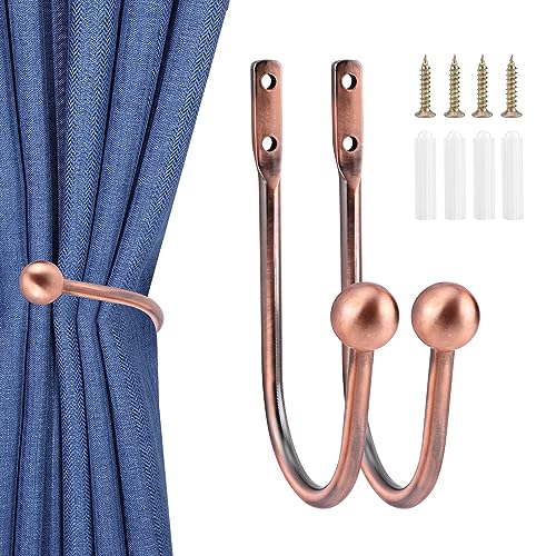 YiliYa 2 Stück Raffhalter Metall Gardinenhalter Raffhalter Wandbefestigung U-Form Raffbügel für Schlafzimmer Wohnzimmer Bäder Küchen Büros Esszimmer Cafés (Bronzefarbe) von YiliYa