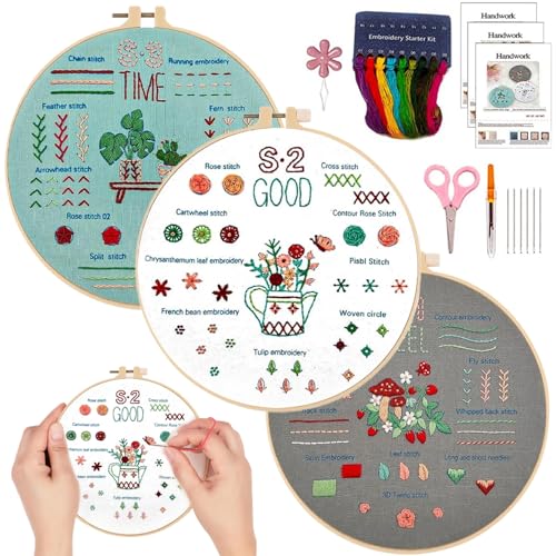 1 Set Hand Stickerei Kit mit gestempelten Mustern, Kreuzstich -Kits einschließlich Werkzeuge für Handwerksliebhaber Erwachsene Anfänger von Yililay
