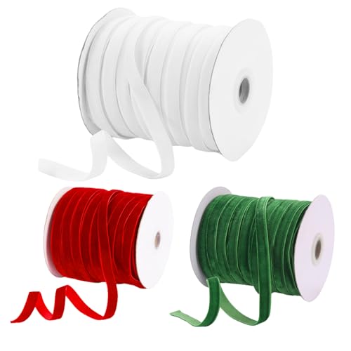 3 Brötchen 50 -Yard -Samtband, DIY Dekorative Feste Farbe Weihnachtsband zum Wickeln von Bogenkranz, Stil 1 3 Brötchen 50 -Yard -Samtband, DIY Dekorative Feste Farbe Weihnachtsband zum Wickeln von Bogenkranz, Stil 1 von Yililay