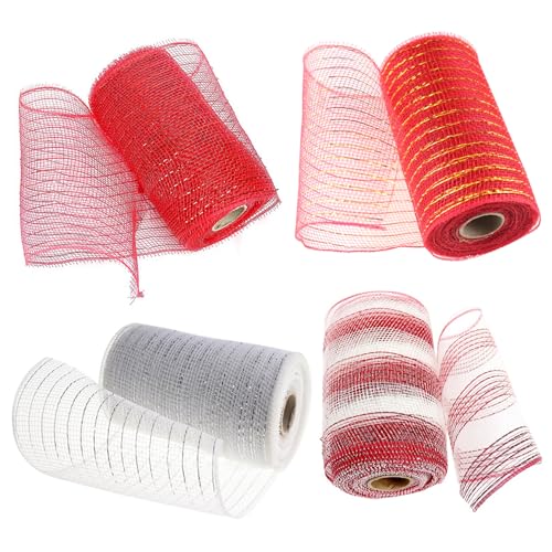 4 Brötchen 10 -Yard -Weihnachts -Deco -Netz, metallische Folie gestreiftes Poly -Sackleinen -Mesh Cuttable Ribbon für Halloween -Kränze Swags Party 4 Brötchen 10 -Yard -Weihnachts -Deco -Netz, metallische Folie gestreiftes Poly -Sackleinen -Mesh Cuttable Ribbon für Halloween -Kränze Swags Party von Yililay