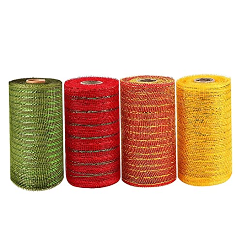 4 Rollen -Netzband für Kränze, metallisches Deko -Netzband, Poly -Netzbandrollen, Foliennetzbrötchen für Kranzherstellung, DIY, Swag, Bögen, Girlande von Yililay