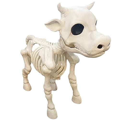 Yililay Halloween-Tier-Skelett-Dekoration, Kuh-Skelett, Halloween, gruseliger, lebensechter Tierknochen, für drinnen und draußen, für Hof, Garten, Spukhaus von Yililay