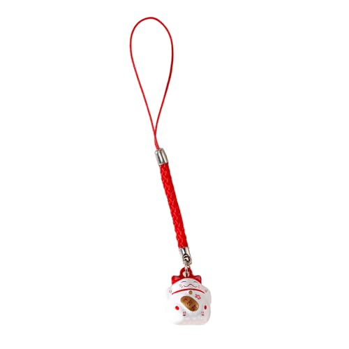 Yilingjc Schlüsselanhänger im japanischen Stil, Glücksbringer, traditioneller Glückskatzen-Anhänger, Schlüsselanhänger mit Glocken, Handy-Schlüsselband für gute Stimmung von Yilingjc