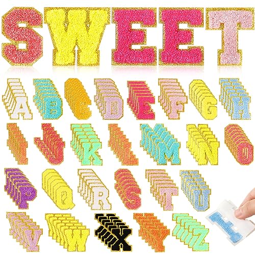 Chenille-Buchstaben-Patches zum Aufbügeln, Glitzer, selbstklebende Buchstaben, Chenille, College-Patches, zum Aufbügeln, Buchstaben für Kleidung, bestickte Reparatur, mehrfarbig, klassischer Stil, 156 Chenille-Buchstaben-Patches zum Aufbügeln, Glitzer, selbstklebende Buchstaben, Chenille, College-Patches, zum Aufbügeln, Buchstaben für Kleidung, bestickte Reparatur, mehrfarbig, klassischer Stil, 156 von Yilloog