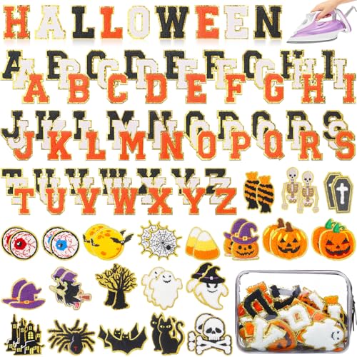 Yilloog Yillog 120 Stück Aufnäher enthalten 42 Halloween-Chenille-Patches, Kürbis-Geist, niedlicher Totenkopf, schwarze Katze, 78 Buchstaben, Patche, für Kleidung, DIY (Halloween-Stil, Schwarz / Weiß Yilloog Yillog 120 Stück Aufnäher enthalten 42 Halloween-Chenille-Patches, Kürbis-Geist, niedlicher Totenkopf, schwarze Katze, 78 Buchstaben, Patche, für Kleidung, DIY (Halloween-Stil, Schwarz / Weiß von Yilloog
