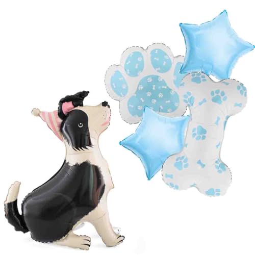 Ballon-Set mit Schäferhund-Motiv, Pfotenabdruck und Knochen, Folienballons, Sternform, Requisiten für Haustiere, Geburtstag, Hunde, Partyzubehör, Welpendekorationen, 5 Stück Ballon-Set mit Schäferhund-Motiv, Pfotenabdruck und Knochen, Folienballons, Sternform, Requisiten für Haustiere, Geburtstag, Hunde, Partyzubehör, Welpendekorationen, 5 Stück von Yimen Bloon