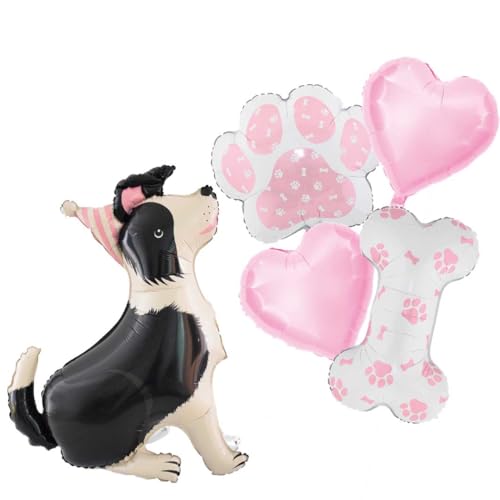 Ballon-Set mit Schäferhund-Motiv, Pfotenabdruck und Knochen, Folienballons, rosa Herzform, Requisiten für Haustiere, Geburtstag, Hunde, Partyzubehör, Welpendekorationen, 5 Stück Ballon-Set mit Schäferhund-Motiv, Pfotenabdruck und Knochen, Folienballons, rosa Herzform, Requisiten für Haustiere, Geburtstag, Hunde, Partyzubehör, Welpendekorationen, 5 Stück von Yimen Bloon