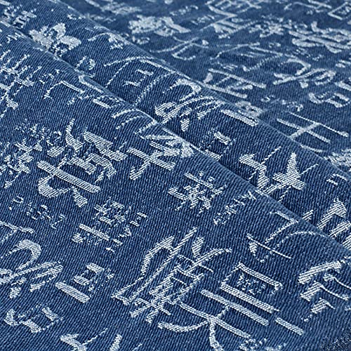 Yimihua Blau Jeansstoff meterware Sanft Baumwolle Drucken Gewaschener Jeansstoff 150 cm breit unelastisch zum Nähen von Hosen, Jacken, Dekorationen,Kreismuster(Color:Dunkelblau) von Yimihua