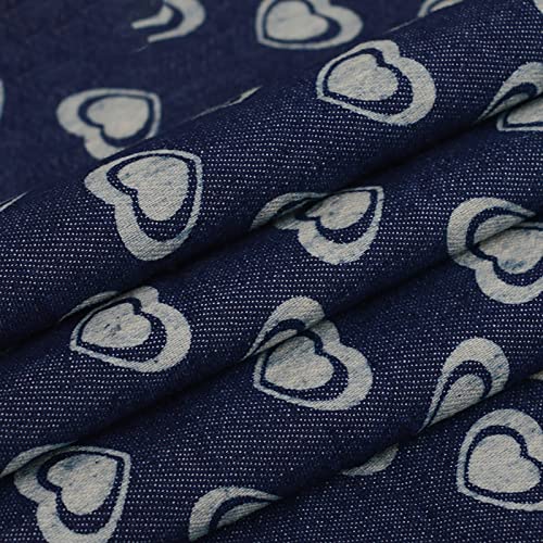 Yimihua Blau Jeansstoff meterware Sanft Baumwolle Drucken Gewaschener Jeansstoff 150 cm breit zum Nähen von Hosen, Jacken, Dekorationen(Color:Liebe) von Yimihua