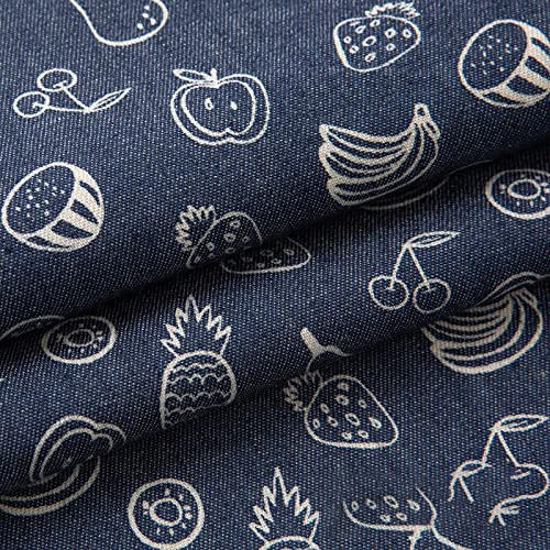 Yimihua Blau Jeansstoff meterware Sanft Baumwolle Drucken Gewaschener Jeansstoff 150 cm breit zum Nähen von Hosen, Jacken, Dekorationen,Fruchtmuster(Color:Mittelblau) von Yimihua