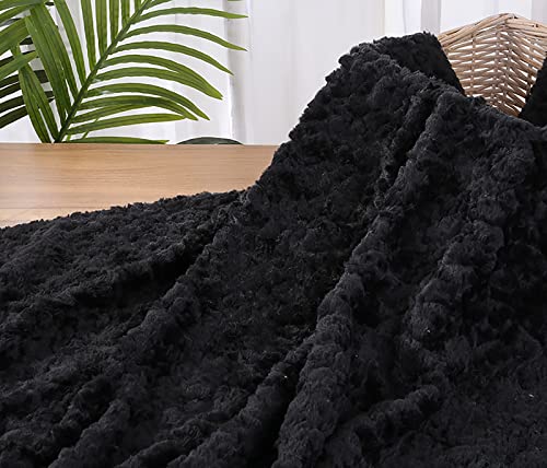 Yimihua Dicker Plüschstoff Velour Kunstfell Kaninchen Fell Stoff 10mm Florlänge Stoffe zum nähen polsterstoff 160cm*50cm(Color:Schwarz) von Yimihua