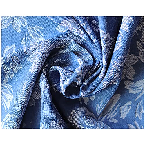 Yimihua Jeansstoff Jacquard Denim Stoff Gewaschener Denim Patchwork Kleidungsmaterialien Handgemachtes DIY Antibakterielle Desinfektionsverarbeitung,150 cm breit EIN halber Meter(Color:Blau) von Yimihua