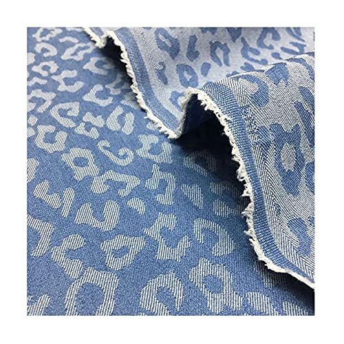 Yimihua Jeansstoff Leopard Jacquard Jeans Stoff Baumwolle Gewaschener Denim Nähmaterialien Stoff für Hosen, Kleider, Shorts und Basteln (Breite: 150cm)(Color:1#) von Yimihua