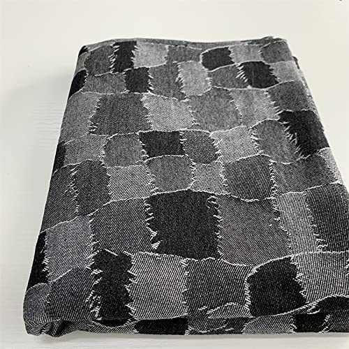 Yimihua Jeansstoff zum nahen meterware Baumwollstoffe gewaschener Jeansstoff Patch-Gitter 170 cm breit Jacquard zum Nähen von Hosen, Jacken, Dekorationen(Color:Schwarz) von Yimihua