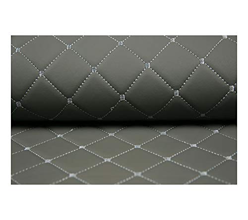 Yimihua Kunstleder Lederkonzept Kunstleder Polsterstoff Gesteppt Kaschiert Meterware Möbelstoff Dekostoff,Grau (Color : Gray Square, Size : 1.43×1m) von Yimihua