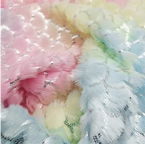 Yimihua PV Plüschstoff meterware Farbe Kunstfell fleecestoff Brünierung von Fischschuppen Polsterstoff für Bastelmaterial Hintergrund DIY Nähen 160X100cm(Size:1m) von Yimihua