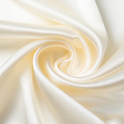 Yimihua Stoff aus Maulbeerseide Satin Stoff 1.14x1m Seide Stoff meterware Stoff Glanz Gewebe für Futterstoffe zum Schneidern, Nähen, Basteln(Color:Perlweiss) von Yimihua