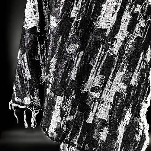 Yimihua Zerfetzt Jeansstoff zum nahen meterware Baumwollstoffe gewaschener Jeansstoff verdicken 145 cm breit Jacquard zum Nähen von Hosen, Jacken, Dekorationen(Color:Schwarz) von Yimihua