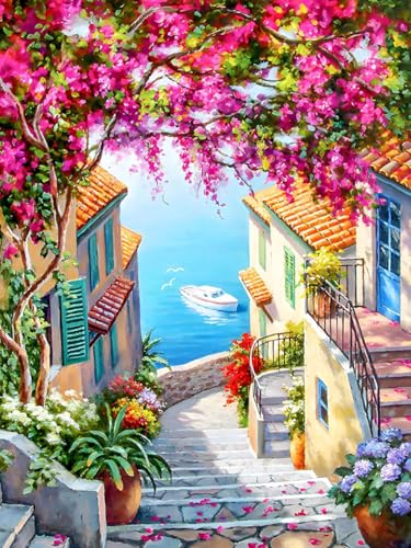 Yiminu.DS Diamond Painting Erwachsene, 5D Diamont Painting Bilder Diamant Painting Blumen Bastelset Basteln Mädchen, 30CM X 40CM, PinkFlowerStairs Yiminu.DS Diamond Painting Erwachsene, 5D Diamont Painting Bilder Diamant Painting Blumen Bastelset Basteln Mädchen, 30CM X 40CM, PinkFlowerStairs von Yiminu.DS