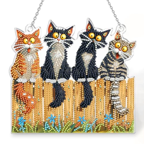 Yiminu.DS Diamond Painting Erwachsene, Diamant Painting Bilder 5D Acryl Diamond-Painting Set Bastelset Fenster Garten Dekor BastelnWanddeko, Katze von Yiminu.DS