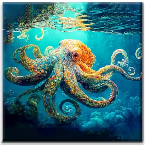 Yiminu.DS Diamond Painting Erwachsene, Diamant Painting Bilder Blumen 30x30cm 5D Diamond-Painting Diamant Bastelset BastelnWanddeko, Oktopus von Yiminu.DS