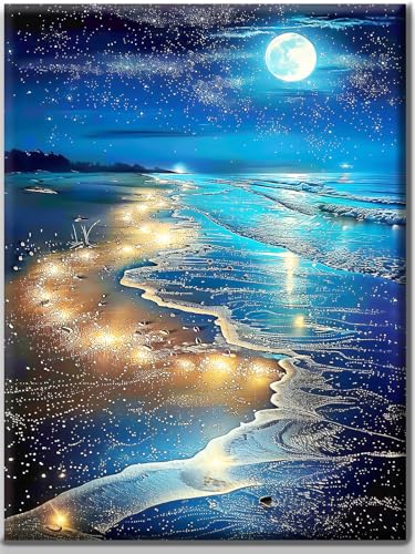 Yiminu.DS Diamond Painting Erwachsene, Diamant Painting Bilder Blumen 30x40cm 5D Diamond-Painting Diamant Painting Bastelset BastelnWanddeko, Blaues Meer Sternenhimmel von Yiminu.DS