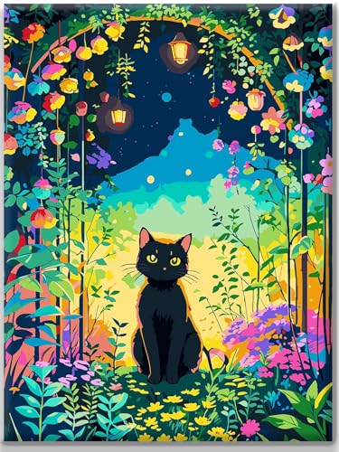 Yiminu.DS Diamond Painting Erwachsene, Diamant Painting Bilder Blumen 30x40cm 5D Diamond-Painting Diamant Painting Bastelset BastelnWanddeko, Blume Katze von Yiminu.DS
