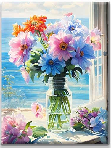 Yiminu.DS Diamond Painting Erwachsene, Diamant Painting Bilder Blumen 30x40cm 5D Diamond-Painting Diamant Painting Bastelset BastelnWanddeko, blumen meer farbige blumen von Yiminu.DS