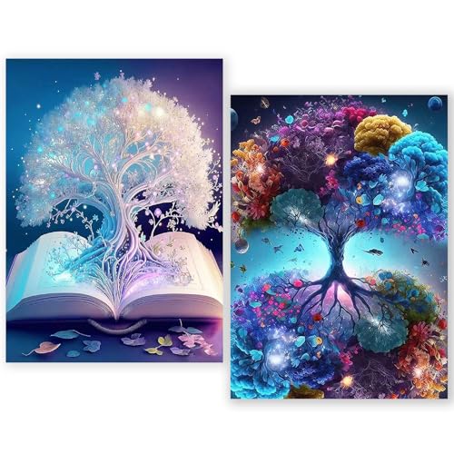 Yiminu.DS 2Pcs Diamond Painting Set, 5D Diamond Painting Baum Erwachsene, Diamond Painting Bilder Bastelset Erwachsene Kinder für Home Wanddekoration, 30CM X 40CM von Yiminu.DS