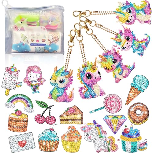 Yiminu.DS Pferde Mädchen Geschenk 4 5 6 7 8 9 10 Jahre Einhorn Bastelset Kinder Basteln Set Sticker Schlüsselanhänger Spielzeug von Yiminu.DS