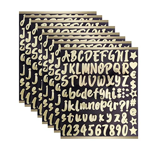 648 Stücke 8 Blätter Selbstklebende Buchstaben Nummern Aufkleber Hausnummer Vinyl Wasserdichte Sticker Klebebuchstaben für Briefkasten Schilder Tür Adressnummer DIY Scrapbooking zum Beschriften (Gold) von Yimorex