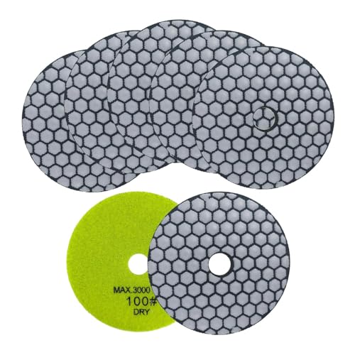 Diamant-Polierscheibe – 7 Stück, 100 mm, # 100, trocken / feucht, Schleifscheiben für Granit, Marmor, Kunststein, Quarz, für Winkelschleifer von Yimuzche