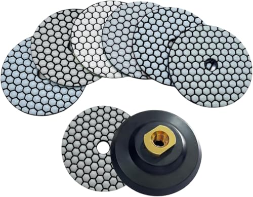 Diamant-Polierscheibe – 7 Stück, 100 mm, trocken/feucht, Schleifscheiben, plus Halterung aus Gummi für Granit, Marmor, Sanding Pads Diamant-Polierscheibe – 7 Stück, 100 mm, trocken/feucht, Schleifscheiben, plus Halterung aus Gummi für Granit, Marmor, Sanding Pads von Yimuzche