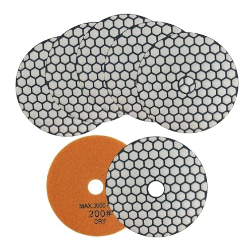 Diamant-Polierscheibe – 7 Stück, 100 mm # 200, trocken / feucht, Schleifscheiben für Granit, Marmor, Kunststein, Quarz, für Winkelschleifer Diamant-Polierscheibe – 7 Stück, 100 mm # 200, trocken / feucht, Schleifscheiben für Granit, Marmor, Kunststein, Quarz, für Winkelschleifer von Yimuzche
