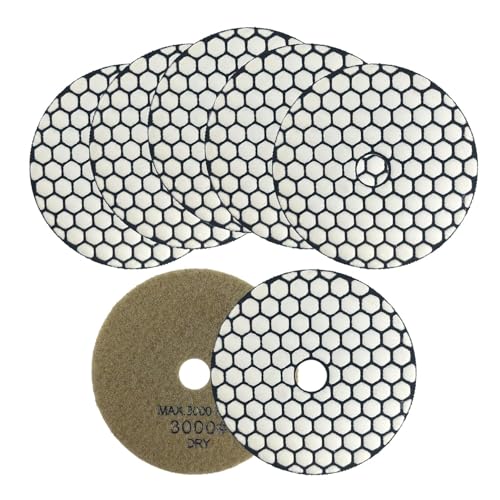 Diamant-Polierscheibe – 7 Stück, 100 mm #3000, trocken / feucht, Schleifscheiben für Granit, Marmor, Kunststein, Quarz, für Winkelschleifer Diamant-Polierscheibe – 7 Stück, 100 mm #3000, trocken / feucht, Schleifscheiben für Granit, Marmor, Kunststein, Quarz, für Winkelschleifer von Yimuzche