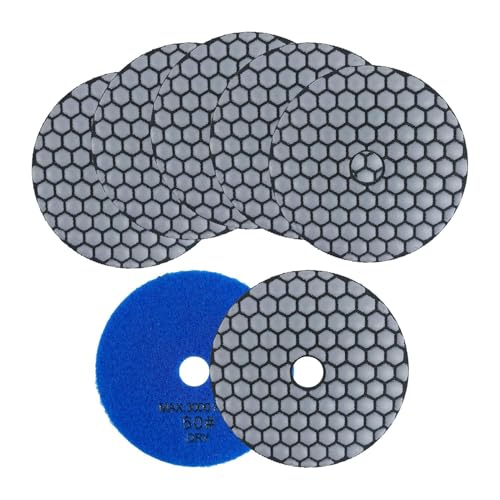 Diamant-Polierscheibe – 7 Stück, 100 mm #50, trocken / feucht, Schleifscheiben für Granit, Marmor, Kunststein, Quarz, für Winkelschleifer von Yimuzche