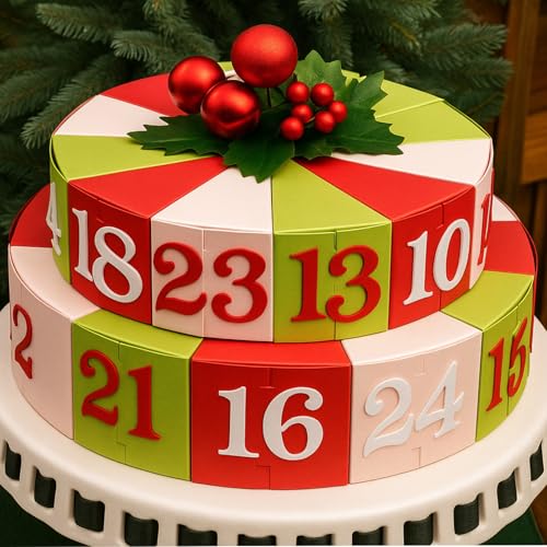 Yinder 24 Stück Weihnachts-Adventskalender-Papierboxen zum Befüllen von 24 Tagen Countdown-Geschenkboxen, doppellagiger Kuchen-Adventskalender, zum selber befüllen für Weihnachtsfeiertagsdekorationen Yinder 24 Stück Weihnachts-Adventskalender-Papierboxen zum Befüllen von 24 Tagen Countdown-Geschenkboxen, doppellagiger Kuchen-Adventskalender, zum selber befüllen für Weihnachtsfeiertagsdekorationen von Yinder