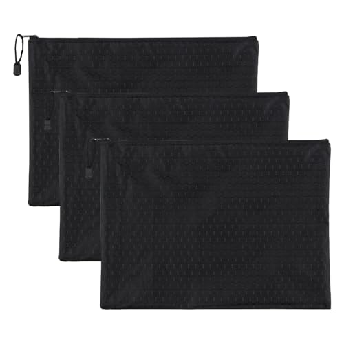 3 Stück Oxford Dokumententasche A4,Schwarz Wasserdichte Dokumententasche mit Reißverschluss,Dokumenten Taschen A4,Reißverschluss Tasche,a4 dokumententasche Wasserdicht,Zip Beutel für Quittungen,Karten von YingMengZhiGe