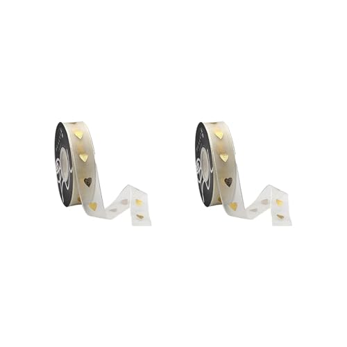 Geschenkband Gold Satinband Hochzeitsgeschenk Band Schleifenband Hochzeit Geschenkschleife Gold Ribbon 2 Rolle Satinband Geschenkband Herz Goldenes Schleifenband Stoffband gold von YingMengZhiGe