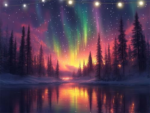 Aurora Diamond Painting Erwachsene Sternenhimmel Diamond Painting Set Diamant Paintings Bilder, DIY Crystal Strass Rhinestone Bastelset, Basteln Erwachsene für Wanddeko Wohnzimmer 35x45cm K9-1374 von Yingeen