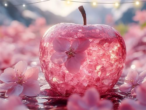 Diamond Painting Apfel Diamond Painting Erwachsene Rosa Basteln Erwachsene, 5D Diamant Paintings Kits 80x105cm, Mosaikherstellung Bastelset Full Drill Cross Stickerei Malerei Kits für Wanddeko K9-1068 von Yingeen